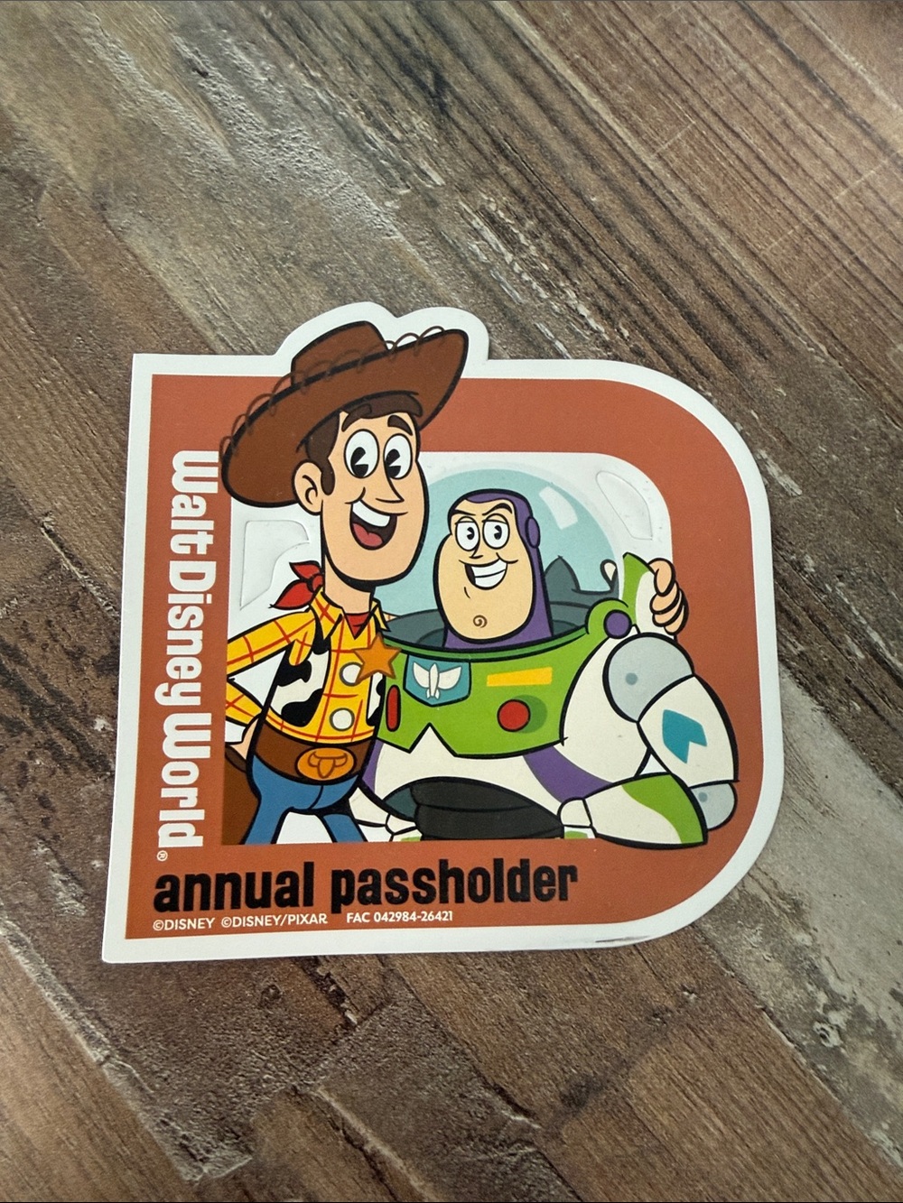Disney Orange Toy Story Woody & Buzz Annual Passholder Sticker